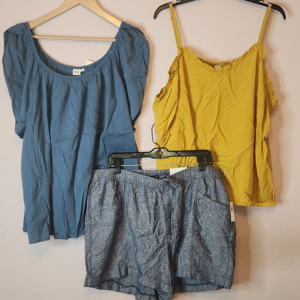 (3) Bundle 2 Tops XXL and 1 High Rise Short XL,